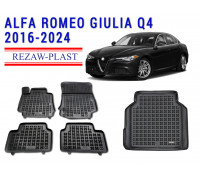 REZAW PLAST Car Mats for Alfa Romeo Giulia Q4 2016-2024 Durable Non-Slip Black