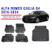 REZAW PLAST Car Mats for Alfa Romeo Giulia Q4 2016-2024 Durable Non-Slip Black