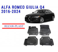 REZAW PLAST Custom Fit Car Mats for Alfa Romeo Giulia Q4 2016-2024 Molded Black