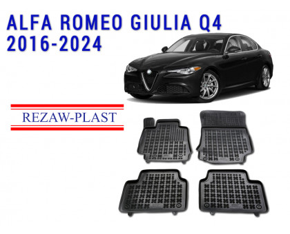 REZAW PLAST Custom Fit Car Mats for Alfa Romeo Giulia Q4 2016-2024 Custom Fit Black
