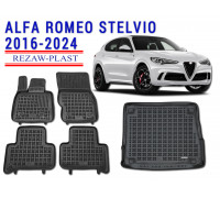 REZAW PLAST Floor Liners Set for Alfa Romeo Stelvio 2016-2024 Custom Fit Black