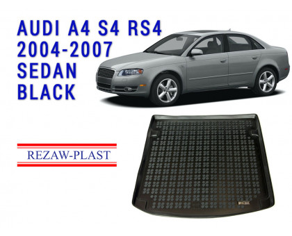 Rezaw-Plast  Rubber Trunk Mat for Audi A4 S4 RS4  2004-2007  Sedan  Black 