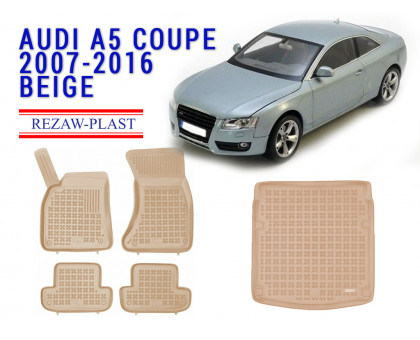 Rezaw-Plast  Floor Mats Trunk Liner Set for Audi A5 Coupe 2007-2016 Beige
