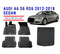 REZAW PLAST Rubber Floor Mats for Audi A6 S6 RS6 2012-2018 Sedan - High-Quality Material