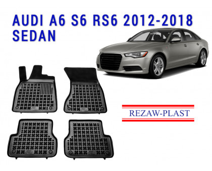 REZAW PLAST Floor Liners for Audi A6 S6 RS6 2012-2018 Sedan Custom Fit Black