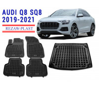 Rezaw-Plast Floor Mats Trunk Liner Set for Audi Q8 SQ8 2019-2021 Black