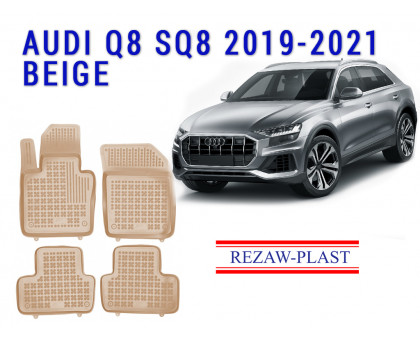 Rezaw-Plast  Rubber Floor Mats Set for  Audi Q8 SQ8 2019-2021 Beige