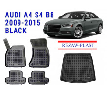 REZAW PLAST Vehicle Mats for Audi A4 S4 B8 2009-2015 Durable Black 