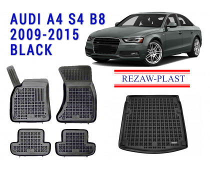 REZAW PLAST Vehicle Mats for Audi A4 S4 B8 2009-2015 Durable Black 