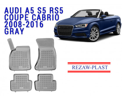 Rezaw-Plast  Rubber Floor Mats Set for Audi A5 S5 RS5  Coupe Cabrio  2008-2016  Gray