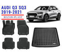 Rezaw-Plast Floor Mats Trunk Liner Set for Audi Q3 SQ3 2019-2021 Black