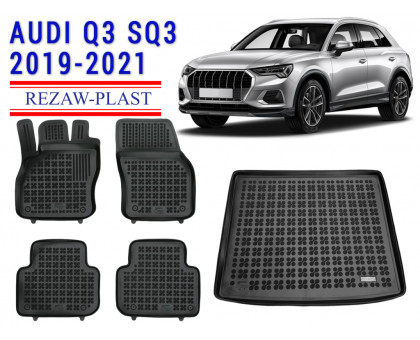 REZAW PLAST Auto Mats for Audi Q3 SQ3 2019-2021 Waterproof Floor Liners Easy to Clean