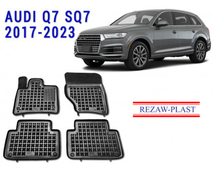 REZAW PLAST Custom Fit Rubber Mats for Audi Q7 SQ7 2017-2023 Durable Black