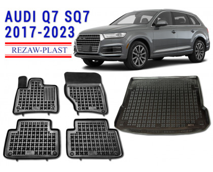 REZAW PLAST Vehicle Mats for Audi Q7 SQ7 2017-2023 Odorless Black
