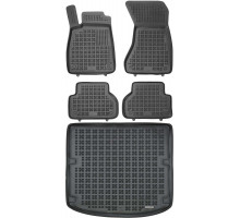 Rezaw-Plast Car Mats for 2016-2024 Audi A4 Floor Mats & Cargo Mat S4 B9 All Season Black