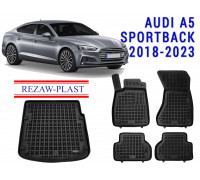 REZAW PLAST Auto Floor Mats Set for Audi A5 Sportback 2018-2023 Waterproof Black 