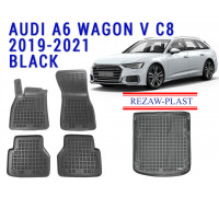 Rezaw-Plast Floor Mats Trunk Liner Set for Audi A6 Wagon V C8 2019-2021 Black