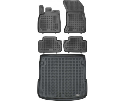 Rezaw-Plast Car Mats Set for 2018-2024 Audi Q5 Floor Mats & Cargo Mat SQ5  All Weather Black