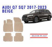 REZAW PLAST Premium Floor Liners for Audi Q7 SQ7 2017-2023 Custom Fit Beige 
