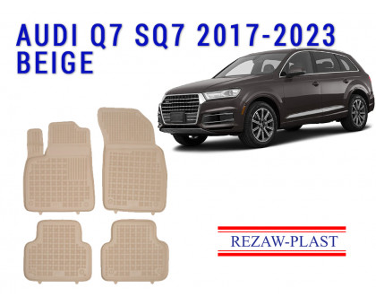REZAW PLAST Premium Floor Liners for Audi Q7 SQ7 2017-2023 Custom Fit Beige 