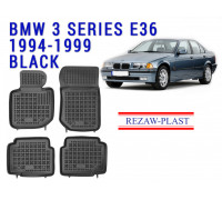 REZAW PLAST Custom-Fit Rubber Mats for BMW 3 Series E36 1994-1999 All Season Black