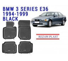 REZAW PLAST Custom-Fit Rubber Mats for BMW 3 Series E36 1994-1999 All Season Black