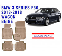 REZAW PLAST Premium Floor Mats for BMW 3 Series F30 2013-2018 Wagon Durable Beige