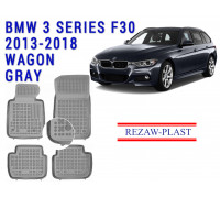 REZAW PLAST Rubber Floor Mats for BMW 3 Series F30 2013-2018 Wagon Anti-Slip Gray