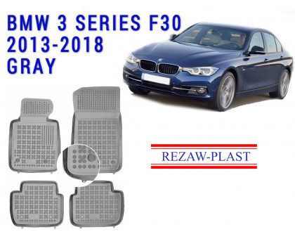 REZAW PLAST Custom Fit Car Mats for BMW 3 Series F30 2013-2018 All Weather Gray
