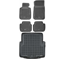 Rezaw-Plast Car Mats Set for 1998-2006 BMW 3 Series Floor Mats & Cargo Mat E46 Sedan Black