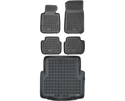 Rezaw-Plast Car Mats Set for 1998-2006 BMW 3 Series Floor Mats & Cargo Mat E46 Sedan Black