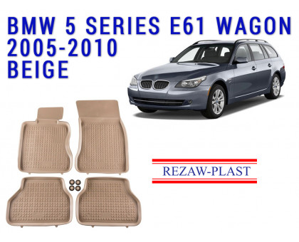 REZAW PLAST Trusted Floor Liners for BMW 5 Series E61 2004-2010 Wagon All-Season Beige