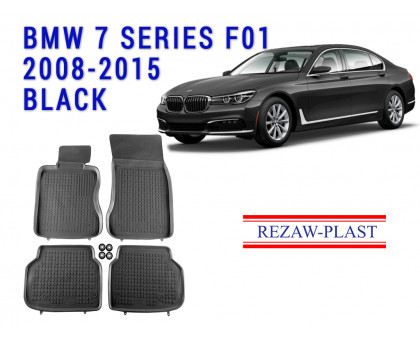REZAW PLAST Rubber Car Mats for BMW 7 Series F01 2008-2015 Custom Fit Black 