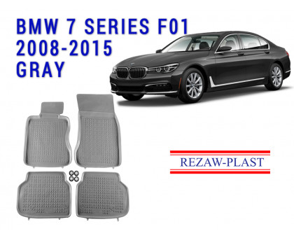 REZAW PLAST Floor Mats for BMW 7 Series F01 2008-2015 All Season Gray