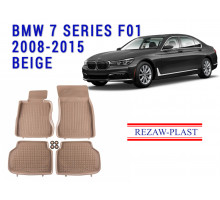 Rezaw-Plast  Rubber Floor Mats Set for BMW 7 Series F01 2008-2015 Beige
