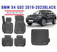 REZAW PLAST Floor Mats Set for SUV for BMW X4 G02 2019-2023 Anti-Slip Black