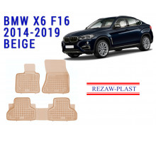 REZAW PLAST Premium Floor Mats - Precision Fit for BMW X6 F16 2014-2019 Odorless Beige
