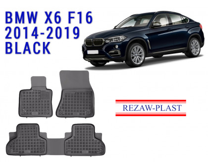 REZAW PLAST Floor Liners for BMW X6 F16 2014-2019 Custom Fit Black