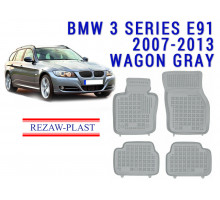 Rezaw-Plast  Rubber Floor Mats Set for BMW 3 Series E91 2007-2013 Wagon Gray