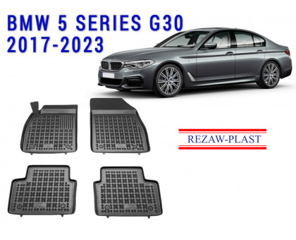 REZAW PLAST Premium Floor Liners for BMW 5 Series G30 2017-2023 Anti-Slip Black 