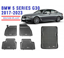 REZAW PLAST Floor Mats Set  for BMW 5 Series G30 2017-2023 Custom Fit Black 