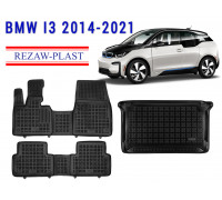 Rezaw-Plast Floor Mats Trunk Liner Set for BMW I3 2014-2021 Black