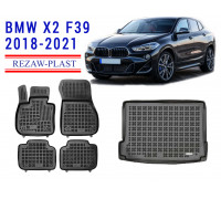REZAW PLAST Floor Liners Set for BMW X2 F39 2018-2021 Durable Black 