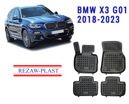 REZAW PLAST Premium Floor Mats for BMW X3 G01 2018-2023 Custom Fit Black