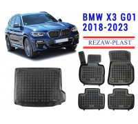REZAW PLAST Vehicle Mats for BMW X3 G01 2018-2023 Molded All Weather Anti Slip Odorless