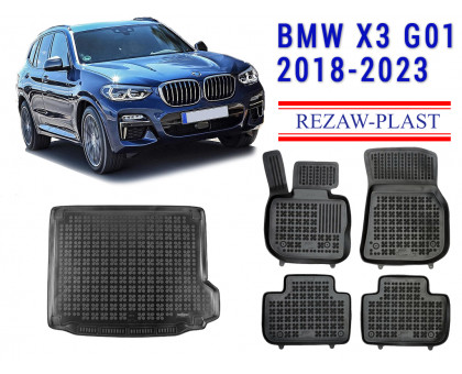 REZAW PLAST Vehicle Mats for BMW X3 G01 2018-2023 Odorless Black