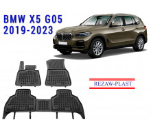 REZAW PLAST Rubber Floor Mats for BMW X5 G05 2019-2023 All Weather Black