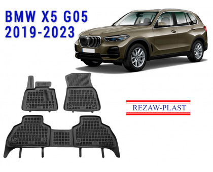 REZAW PLAST Rubber Floor Mats for BMW X5 G05 2019-2023 All Weather Black