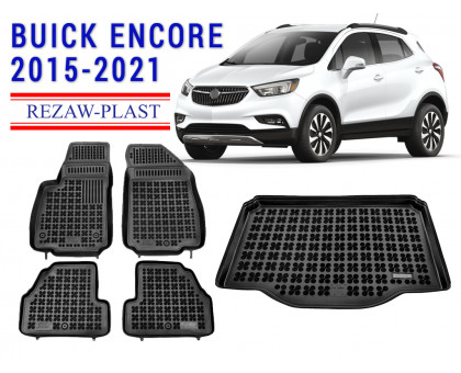 REZAW PLAST Perfect Fit Floor Mats for Buick Encore 2015-2021 Odorless Black