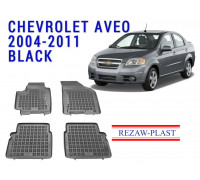 REZAW PLAST Rubber Car Mats for Chevrolet Aveo 2004-2011 Custom Fit Black